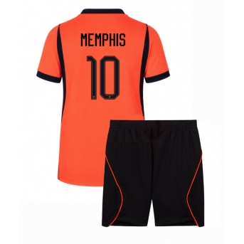 Billige Fotballdrakt Nederland Memphis Depay #10 Replika Hjemmedraktsett Barn VM 2026 Kortermet (med bukser)